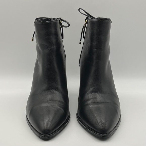 Stuart Weitzman Gardiner Bow Accent Block Heel Bootie Black Leather Women's 6 - Picture 7 of 13